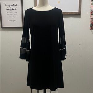 MSK Black Dress with Sheer Bell Sleeves